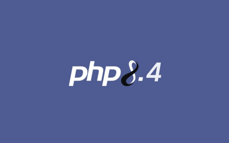 Logo texte "php 8.4" sur fond bleu-violet