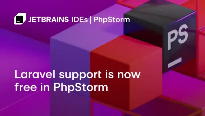 Bannière JetBrains annonçant le support gratuit de Laravel dans PhpStorm