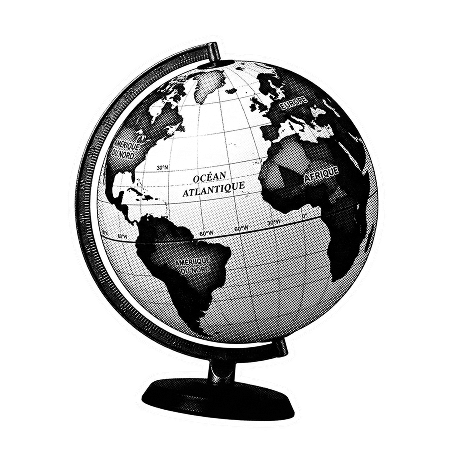Globe terrestre sur pied, océan Atlantique visible