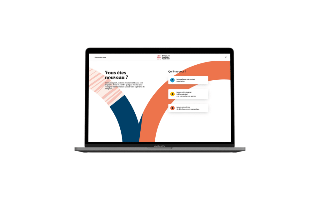 Ordinateur portable affichant l'écran de sélection de profil utilisateur du portail