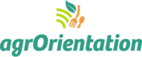 Logo texte "agrOrientation" avec icône feuille, en couleur
