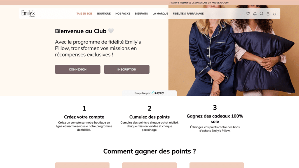 Programme de fidélité avec étapes pour gagner des points et cadeaux