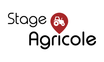 Logo texte "Stage Agricole" avec icône tracteur et localisation, en couleur