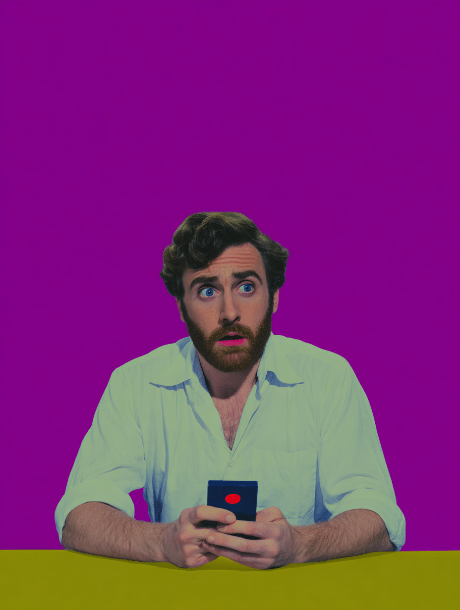Portrait éditorial en expression d'alerte, illustration de la réactivité face aux incidents, infogérance serveur Mink