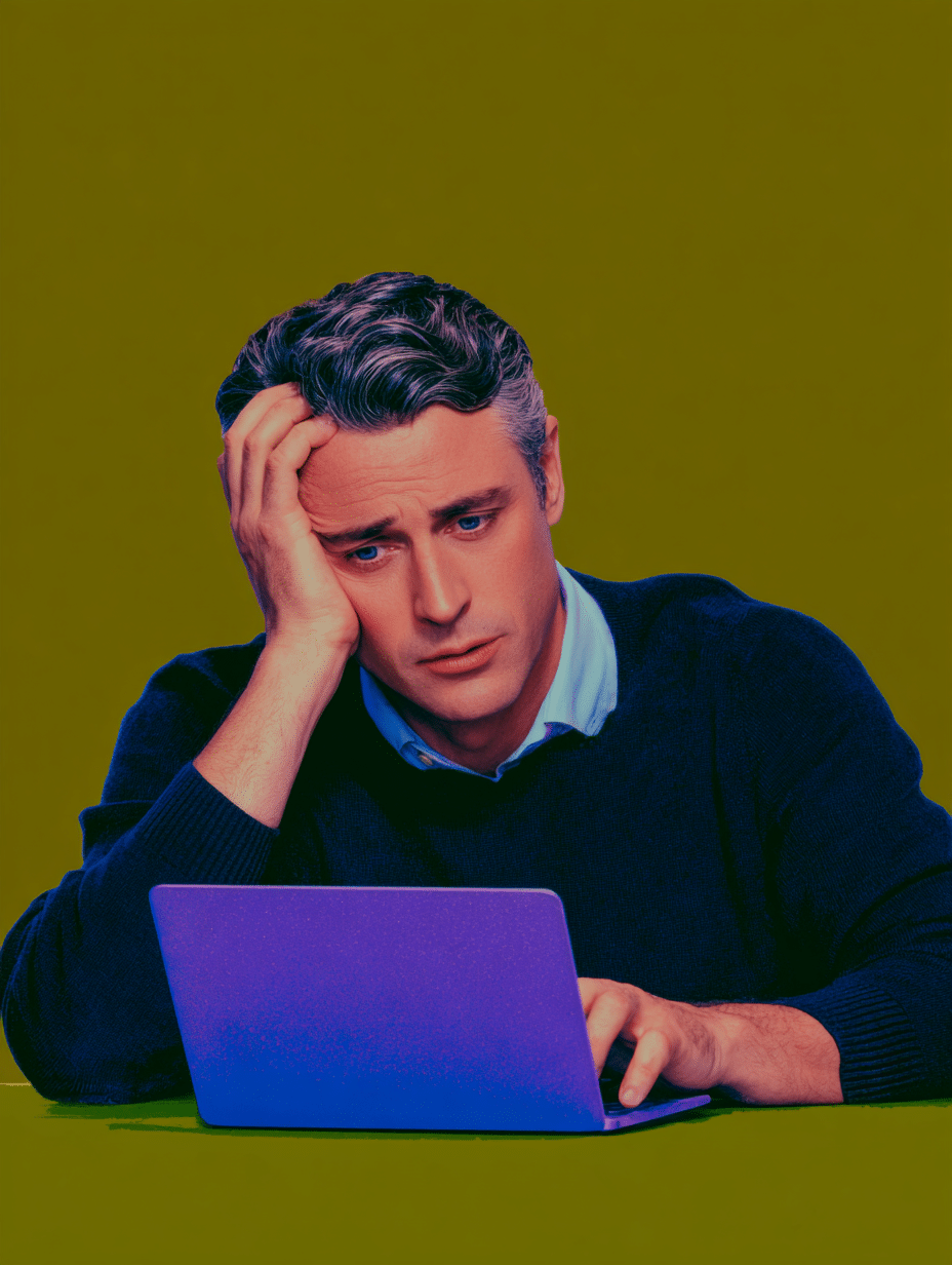 Portrait éditorial d'un professionnel préoccupé, illustration des patchs de sécurité OS, infogérance serveur Mink